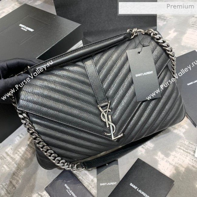 Saint Laurent Classic Large College Monogram Bag 392738 Black/Silver (JD-0011541)