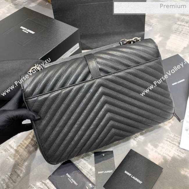 Saint Laurent Classic Large College Monogram Bag 392738 Black/Silver (JD-0011541)