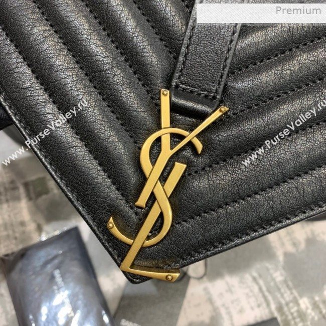 Saint Laurent Classic Large College Monogram Bag 392738 Black/Gold (JD-0011540)