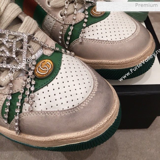 Gucci Screener Perforated Leather Low-top Sneaker with Crystal 2019 (For Women and Men) (KL-0011604)