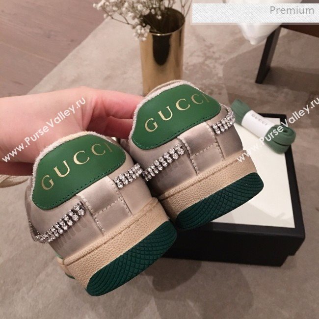 Gucci Screener Perforated Leather Low-top Sneaker with Crystal 2019 (For Women and Men) (KL-0011604)