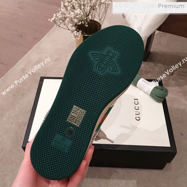 Gucci Screener Perforated Leather Low-top Sneaker with Crystal 2019 (For Women and Men) (KL-0011604)