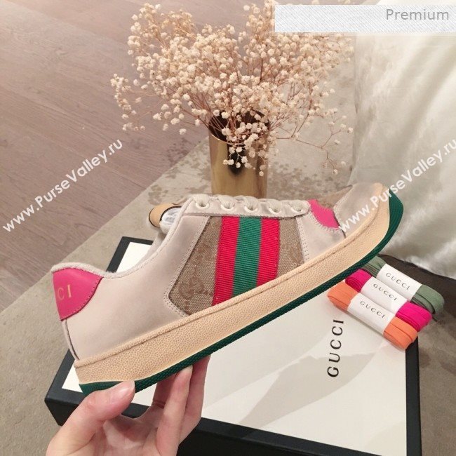 Gucci Screener GG Low-top Sneaker Pink 2019 (For Women and Men) (KL-0011601)