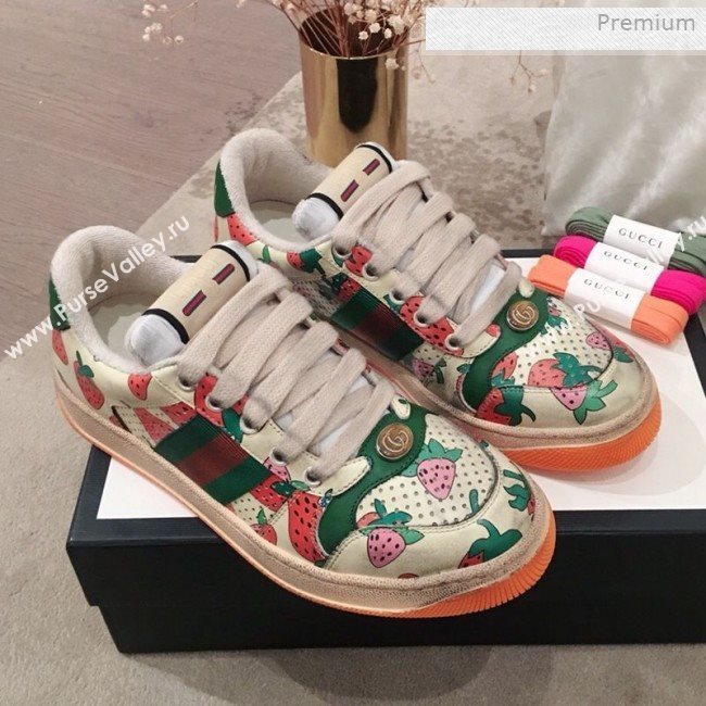 Gucci Screener Strawberry Print Low-top Sneaker 2019 (For Women and Men) (KL-0011603)
