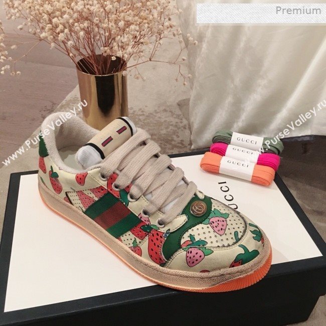 Gucci Screener Strawberry Print Low-top Sneaker 2019 (For Women and Men) (KL-0011603)