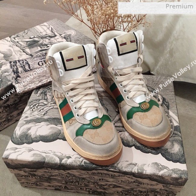 Gucci Screener GG High-top Sneaker Green 2019 (For Women and Men) (KL-0011606)