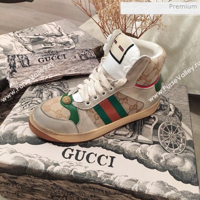 Gucci Screener GG High-top Sneaker Green 2019 (For Women and Men) (KL-0011606)