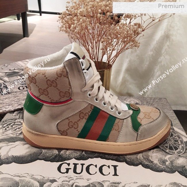 Gucci Screener GG High-top Sneaker Green 2019 (For Women and Men) (KL-0011606)