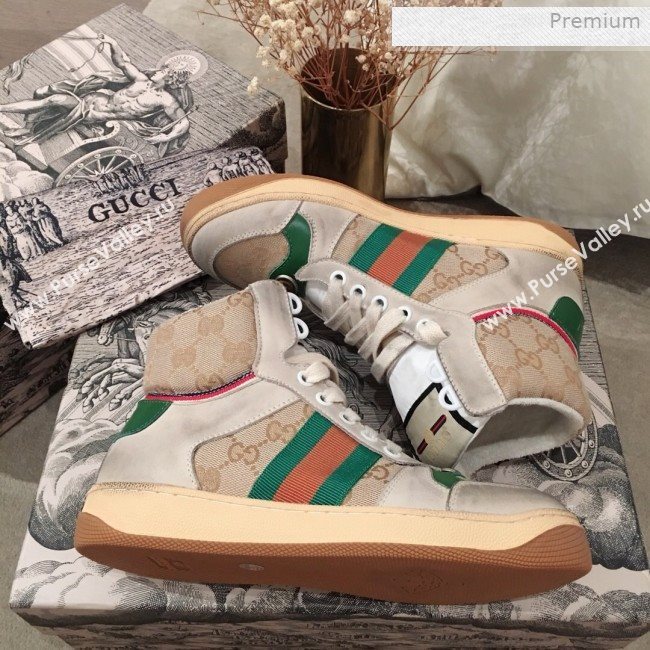 Gucci Screener GG High-top Sneaker Green 2019 (For Women and Men) (KL-0011606)
