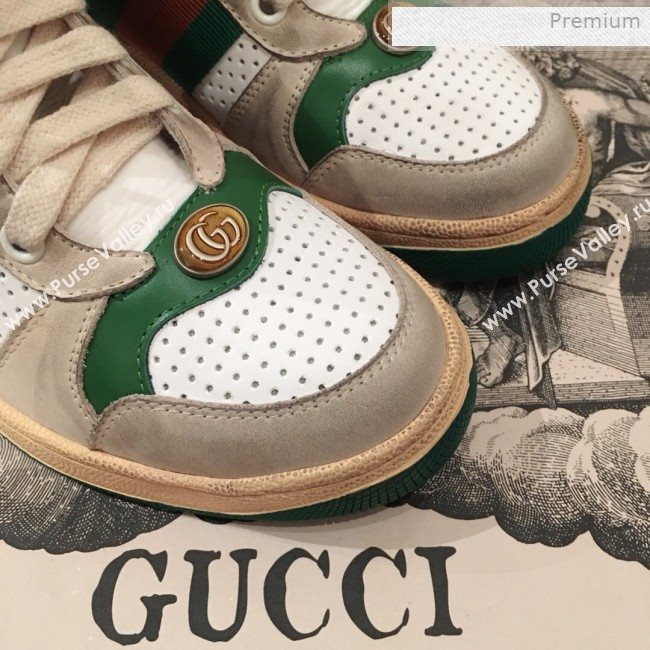 Gucci Screener Perforated Leather High-top Sneaker Green 2019 (For Women and Men) (KL-0011608)