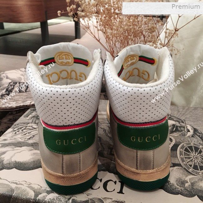 Gucci Screener Perforated Leather High-top Sneaker Green 2019 (For Women and Men) (KL-0011608)