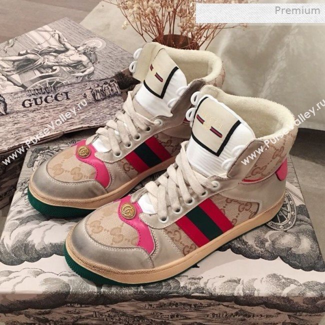 Gucci Screener GG High-top Sneaker Pink 2019 (For Women and Men) (KL-0011607)