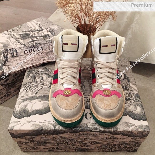 Gucci Screener GG High-top Sneaker Pink 2019 (For Women and Men) (KL-0011607)