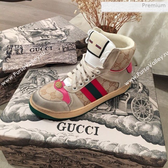 Gucci Screener GG High-top Sneaker Pink 2019 (For Women and Men) (KL-0011607)