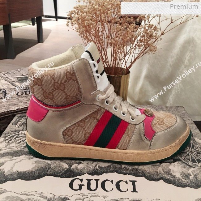 Gucci Screener GG High-top Sneaker Pink 2019 (For Women and Men) (KL-0011607)