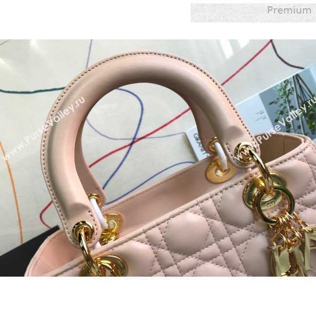 Dior Lady Dior Medium Bag in Cannage Lambskin Light Pink/Gold 2019 (XXG-0011723)