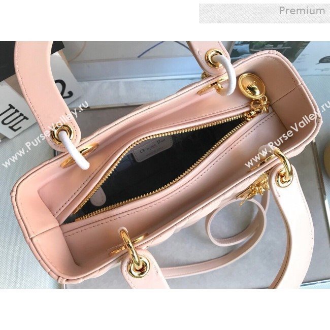 Dior Lady Dior Medium Bag in Cannage Lambskin Light Pink/Gold 2019 (XXG-0011723)