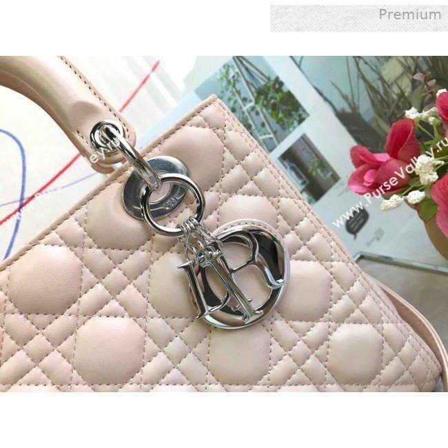 Dior Lady Dior Medium Bag in Cannage Lambskin Light Pink/Silver 2019 (XXG-0011724)