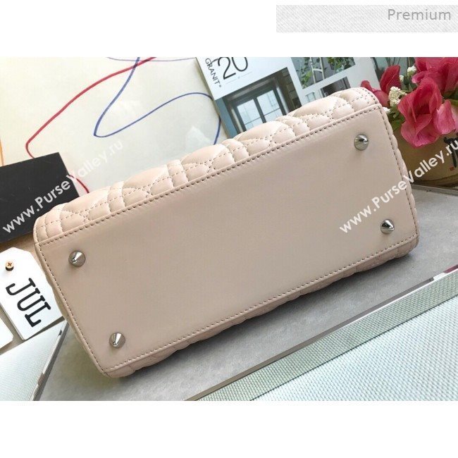 Dior Lady Dior Medium Bag in Cannage Lambskin Light Pink/Silver 2019 (XXG-0011724)