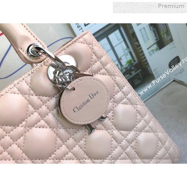 Dior Lady Dior Medium Bag in Cannage Lambskin Light Pink/Silver 2019 (XXG-0011724)