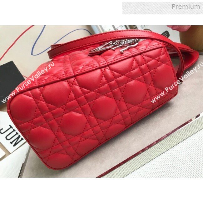 Dior Lady Dior Medium Bag in Cannage Lambskin Bright Red/Silver 2019 (XXG-0011722)