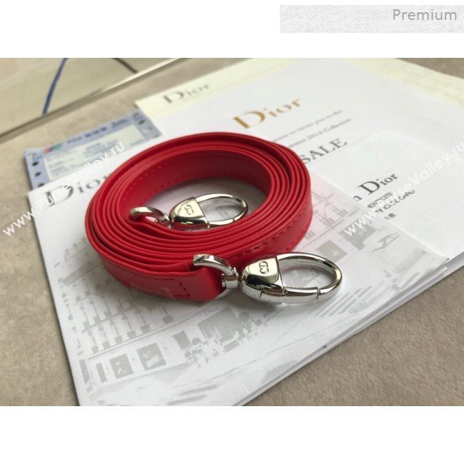 Dior Lady Dior Medium Bag in Cannage Lambskin Bright Red/Silver 2019 (XXG-0011722)