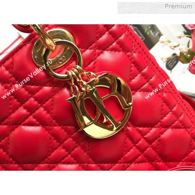 Dior Lady Dior Medium Bag in Cannage Lambskin Bright Red/Gold 2019 (XXG-0011721)
