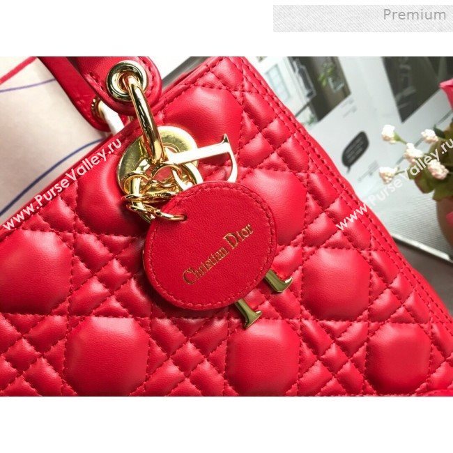 Dior Lady Dior Medium Bag in Cannage Lambskin Bright Red/Gold 2019 (XXG-0011721)