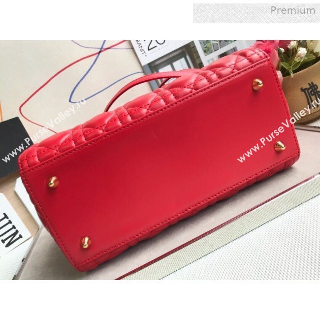 Dior Lady Dior Medium Bag in Cannage Lambskin Bright Red/Gold 2019 (XXG-0011721)