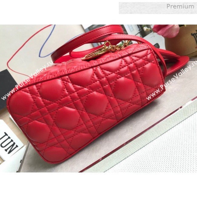 Dior Lady Dior Medium Bag in Cannage Lambskin Bright Red/Gold 2019 (XXG-0011721)