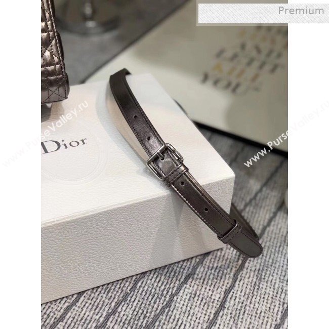 Dior Lady Dior Medium Bag in Cannage Metallic Leather Grey/Silver 2019 (XXG-0011728)