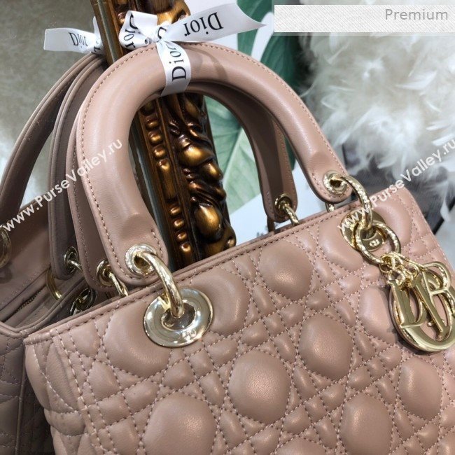 Dior Lady Dior Medium Bag in Cannage Lambskin Beige/Gold 2019 (XXG-0011725)