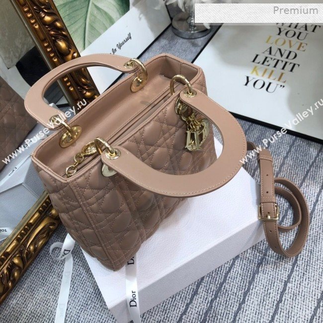 Dior Lady Dior Medium Bag in Cannage Lambskin Beige/Gold 2019 (XXG-0011725)