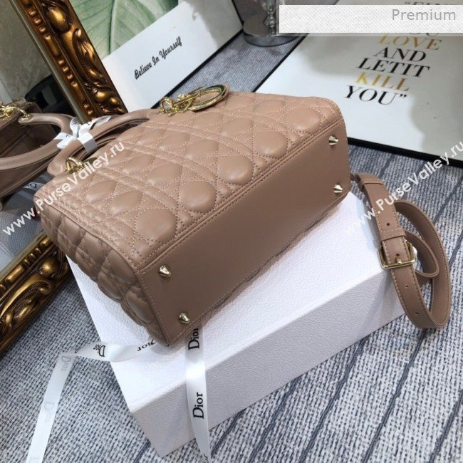 Dior Lady Dior Medium Bag in Cannage Lambskin Beige/Gold 2019 (XXG-0011725)