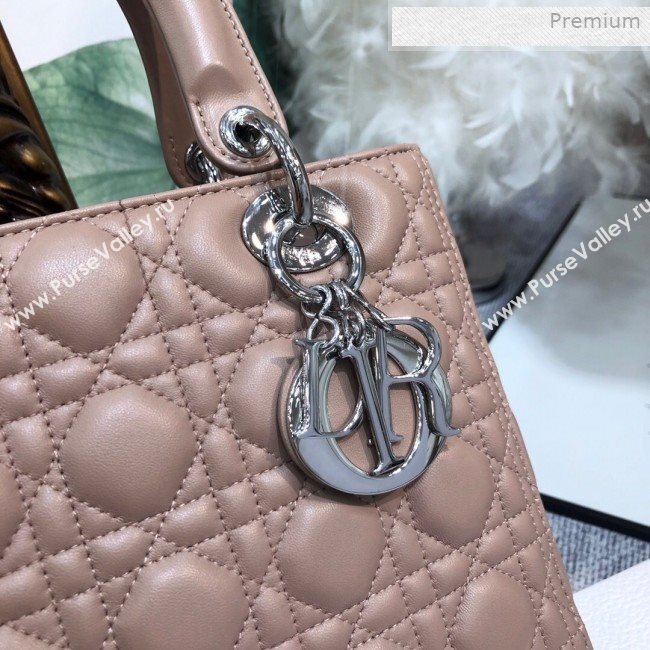 Dior Lady Dior Medium Bag in Cannage Lambskin Beige/Silver 2019 (XXG-0011726)