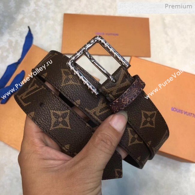 Louis Vuitton Daily LV Monogram Canvas Belt 30mm with Framed Carved Buckle 2019 (99-0011733)