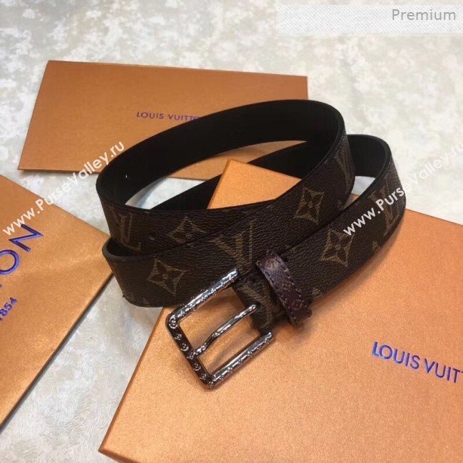 Louis Vuitton Daily LV Monogram Canvas Belt 30mm with Framed Carved Buckle 2019 (99-0011733)