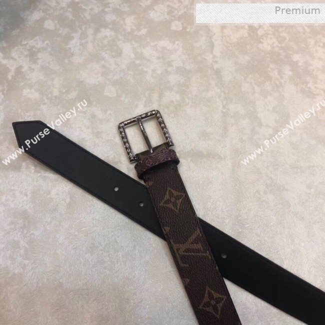 Louis Vuitton Daily LV Monogram Canvas Belt 30mm with Framed Carved Buckle 2019 (99-0011733)