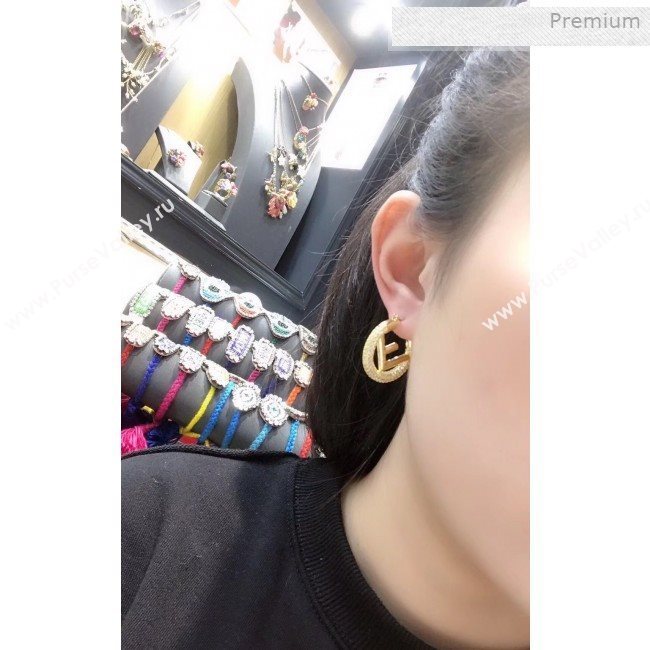 Fendi F Is Fendi Small Hoop Earrings Gold/Crystal 2019 (JLD-0011808)