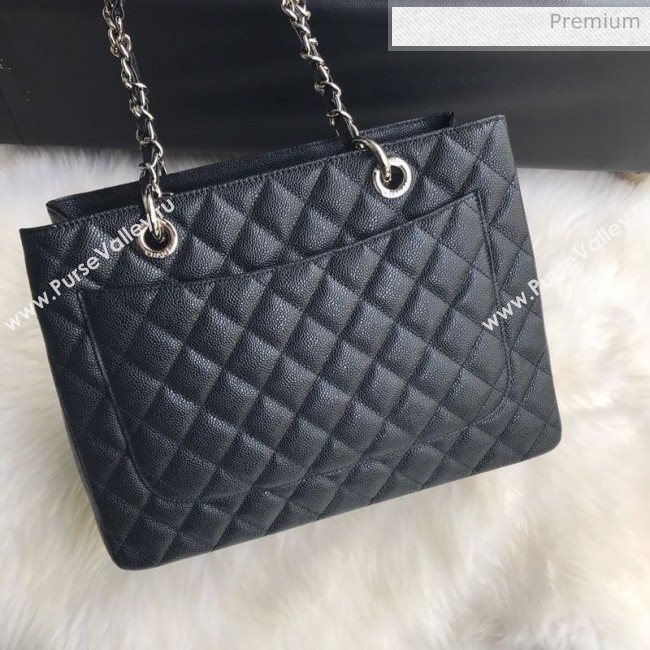 Chanel Grained Calfskin Grand Shopping Tote GST Bag Black/Silver (FM-0021710)