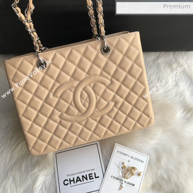 Chanel Grained Calfskin Grand Shopping Tote GST Bag Beige/Silver (FM-0021712)