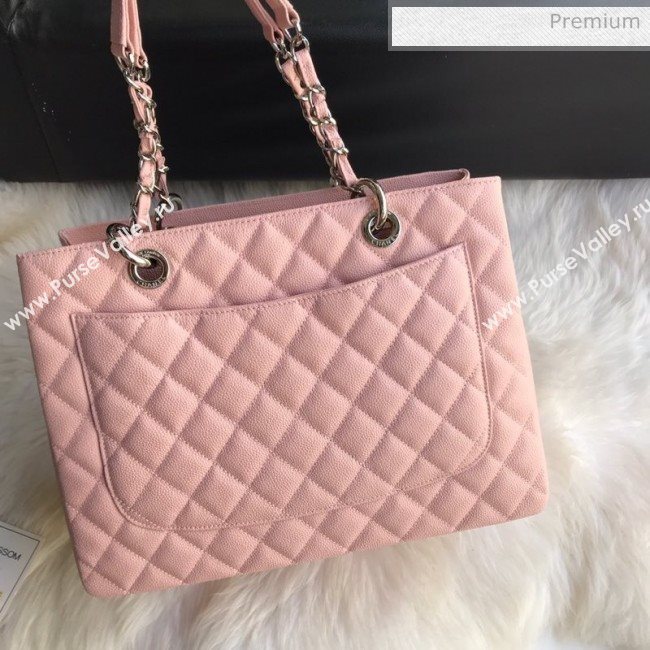 Chanel Grained Calfskin Grand Shopping Tote GST Bag Pink/Silver (FM-0021714)