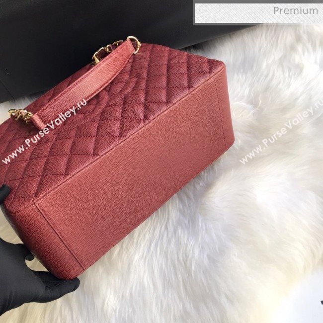 Chanel Grained Calfskin Grand Shopping Tote GST Bag Dark Brown/Gold (FM-0021717)