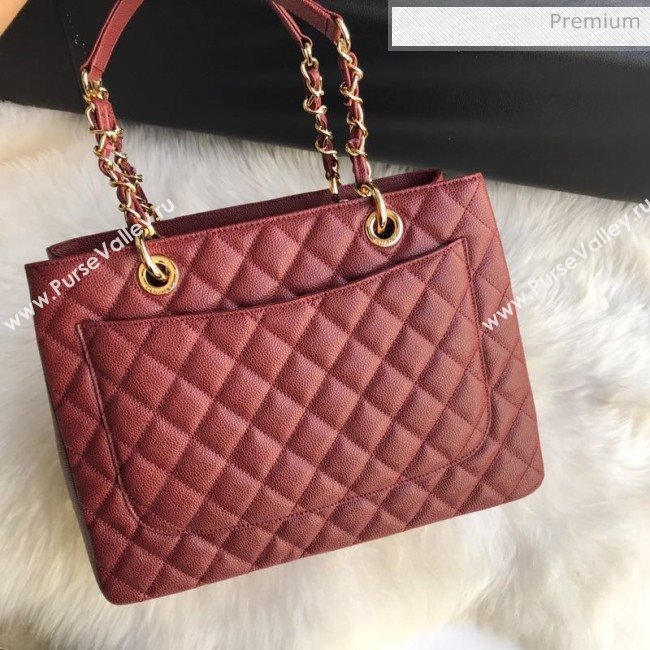 Chanel Grained Calfskin Grand Shopping Tote GST Bag Dark Brown/Gold (FM-0021717)