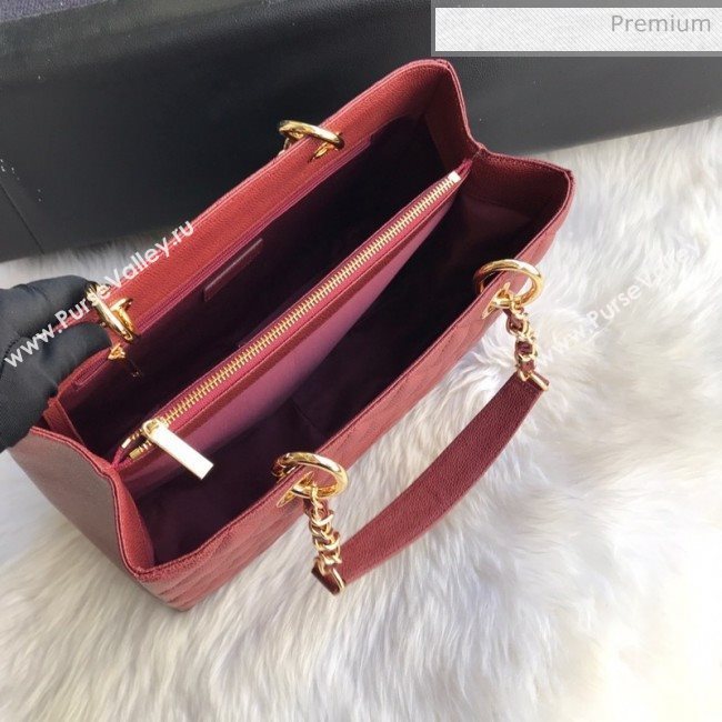 Chanel Grained Calfskin Grand Shopping Tote GST Bag Dark Brown/Gold (FM-0021717)