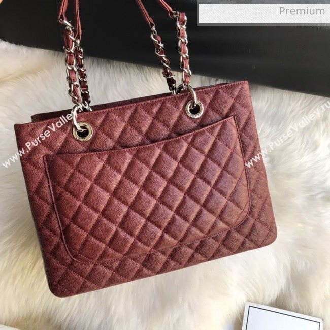 Chanel Grained Calfskin Grand Shopping Tote GST Bag Dark Brown/Silver (FM-0021718)
