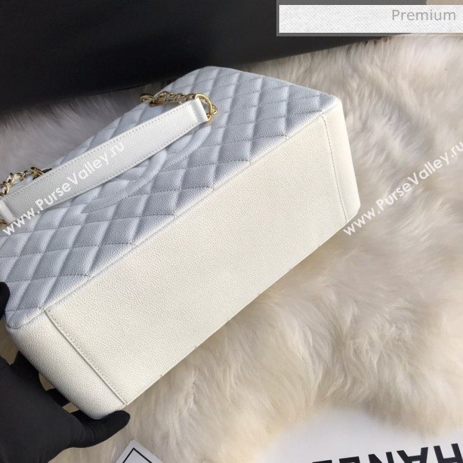 Chanel Grained Calfskin Grand Shopping Tote GST Bag White/Gold (FM-0021719)