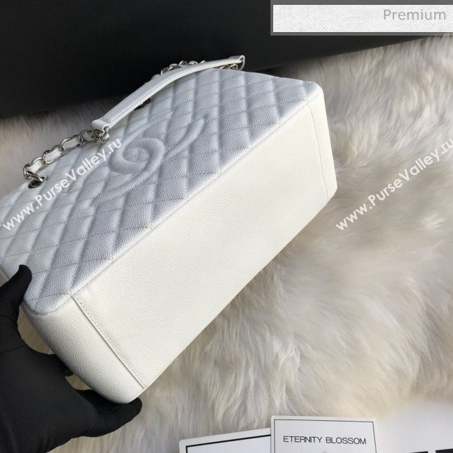 Chanel Grained Calfskin Grand Shopping Tote GST Bag White/Silver (FM-0021720)