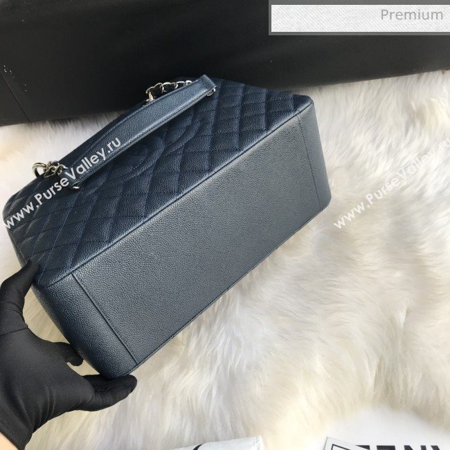 Chanel Grained Calfskin Grand Shopping Tote GST Bag Navy Blue/Silver (FM-0021722)