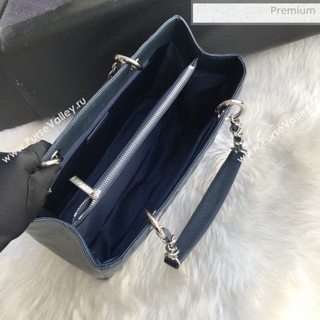 Chanel Grained Calfskin Grand Shopping Tote GST Bag Navy Blue/Silver (FM-0021722)